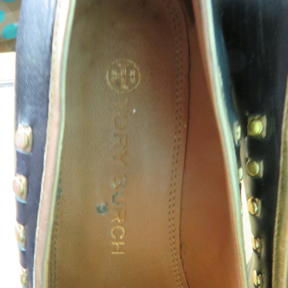 Black Studded Leather Loafers - Women's - Picture 6 of 9